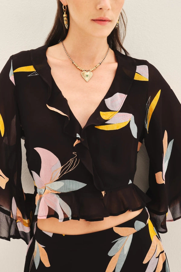 camisa crop flower