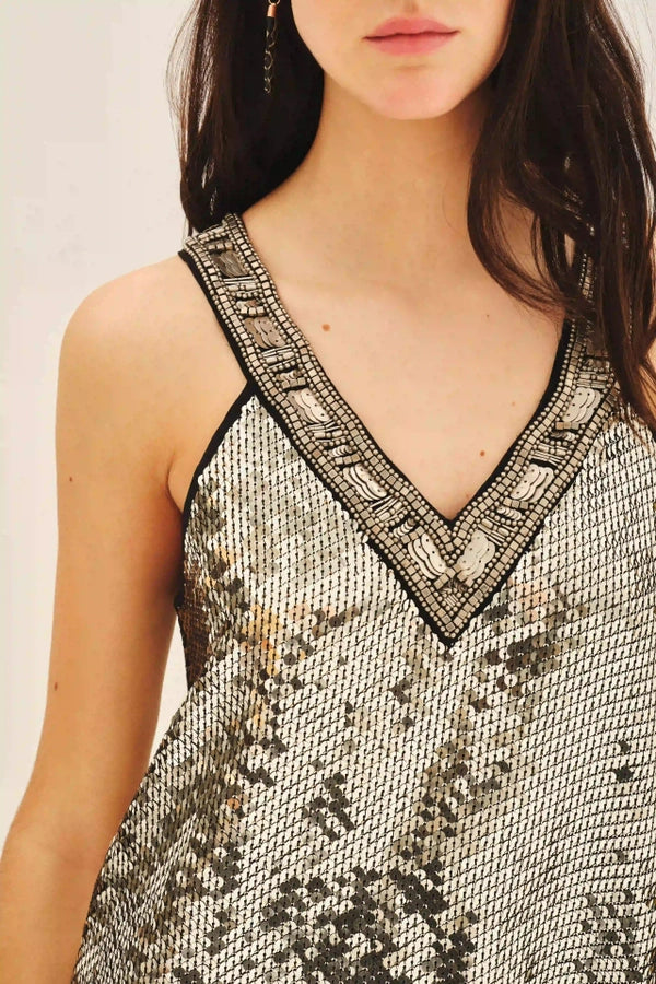 vestido antique sequins